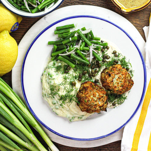 Visballetjes met zomerse puree en salade