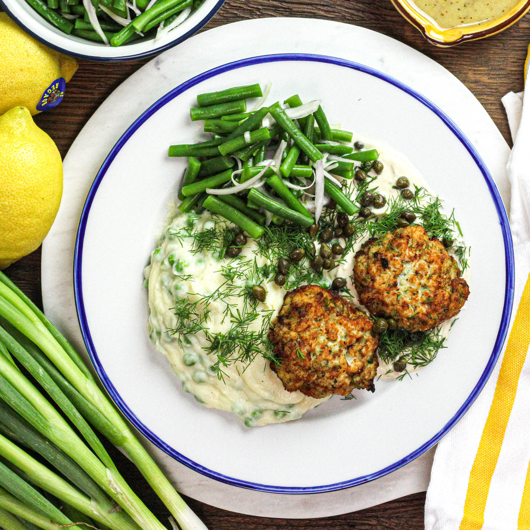 Visballetjes met zomerse puree en salade