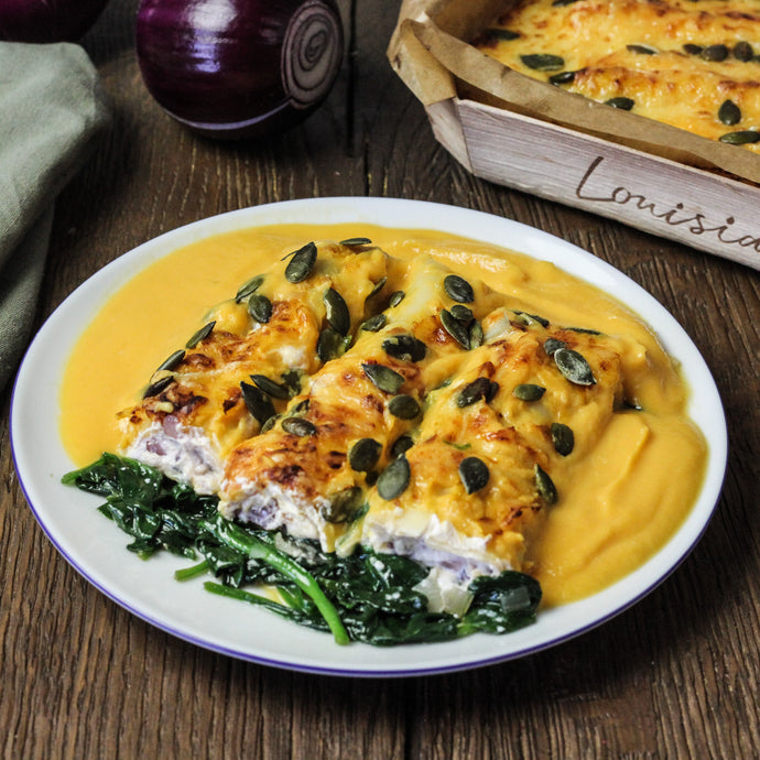 Rollade met pompoensaus (V)