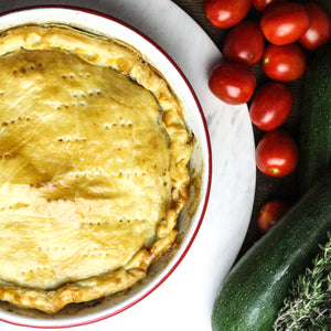 Tarte tatin van kerstomaat met salade (V)