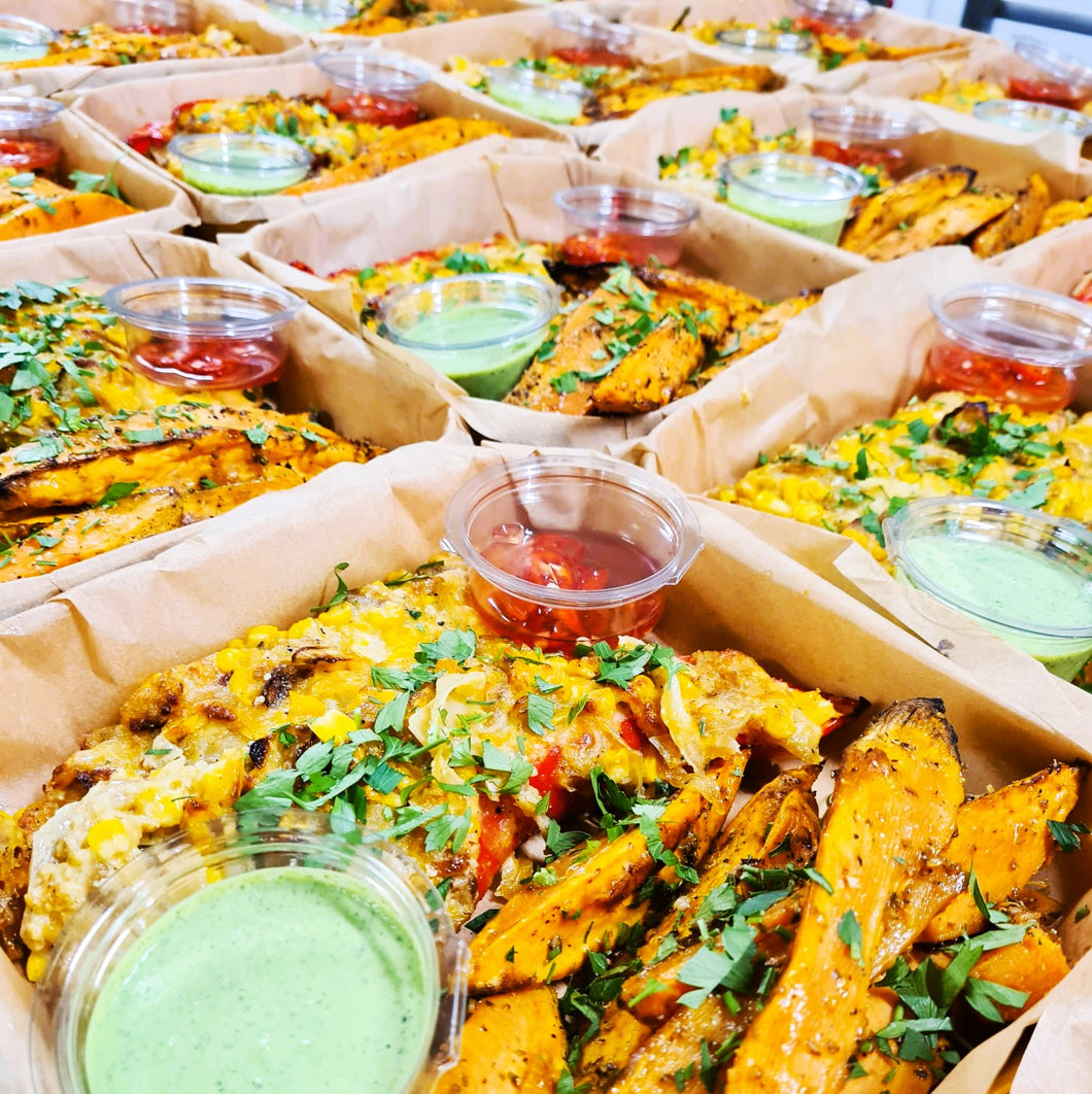 Ottolenghi's puntpaprika met zoete aardappel wedges (V)
