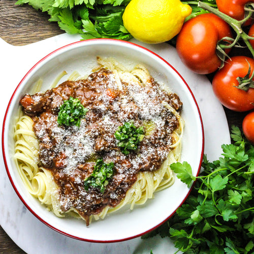 Rigatone met ragout van rund