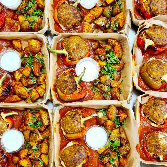 Spaanse paprika farcie met patatas bravas